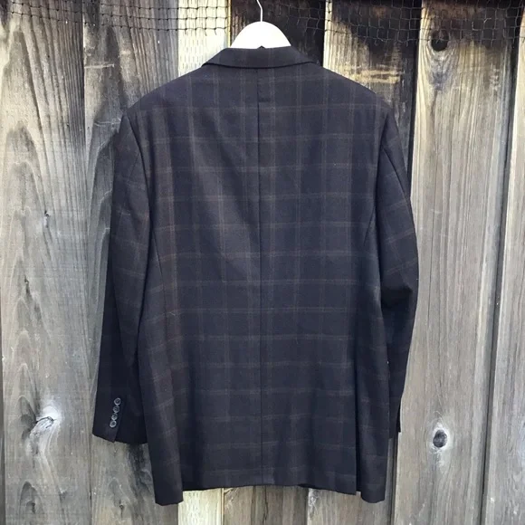 Burberry London Kensington Wool Cashmere Blazer 42 Long Plaid Mens Designer - Picture 6 of 7